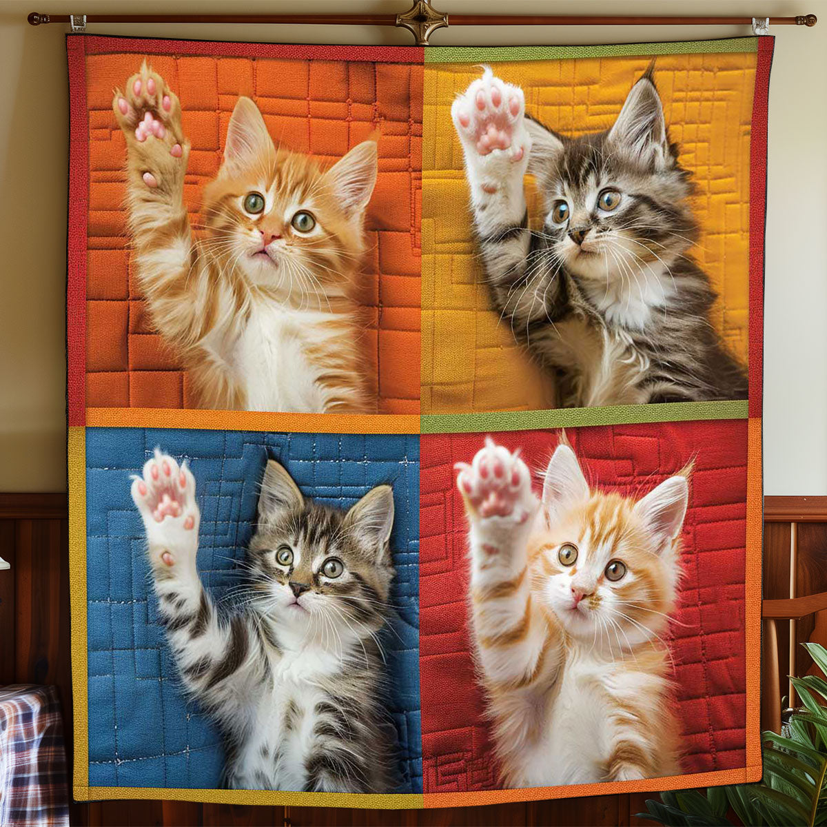 Colorful Kitten Paw WP1308053CL Quilt