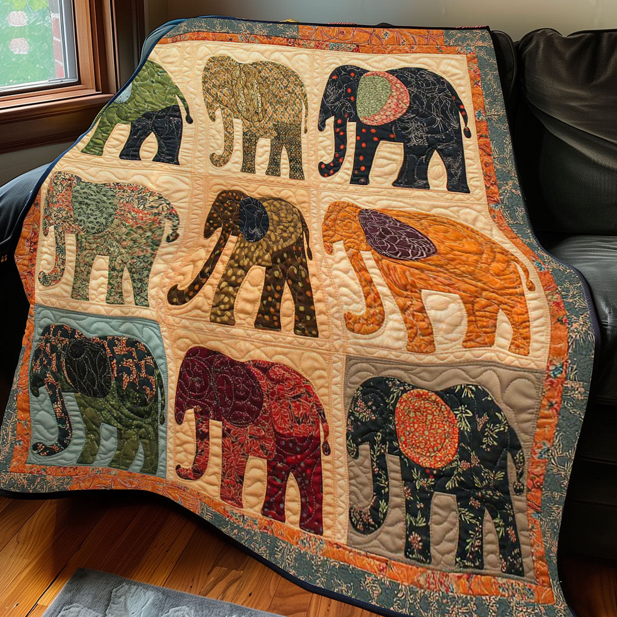 Elephant Collection Patchwork WP0208016CL Quilt
