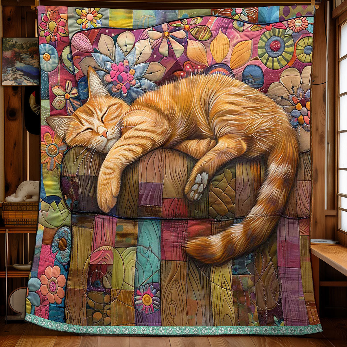 Fluffy Dreaming Cat WP0909063CL Quilt