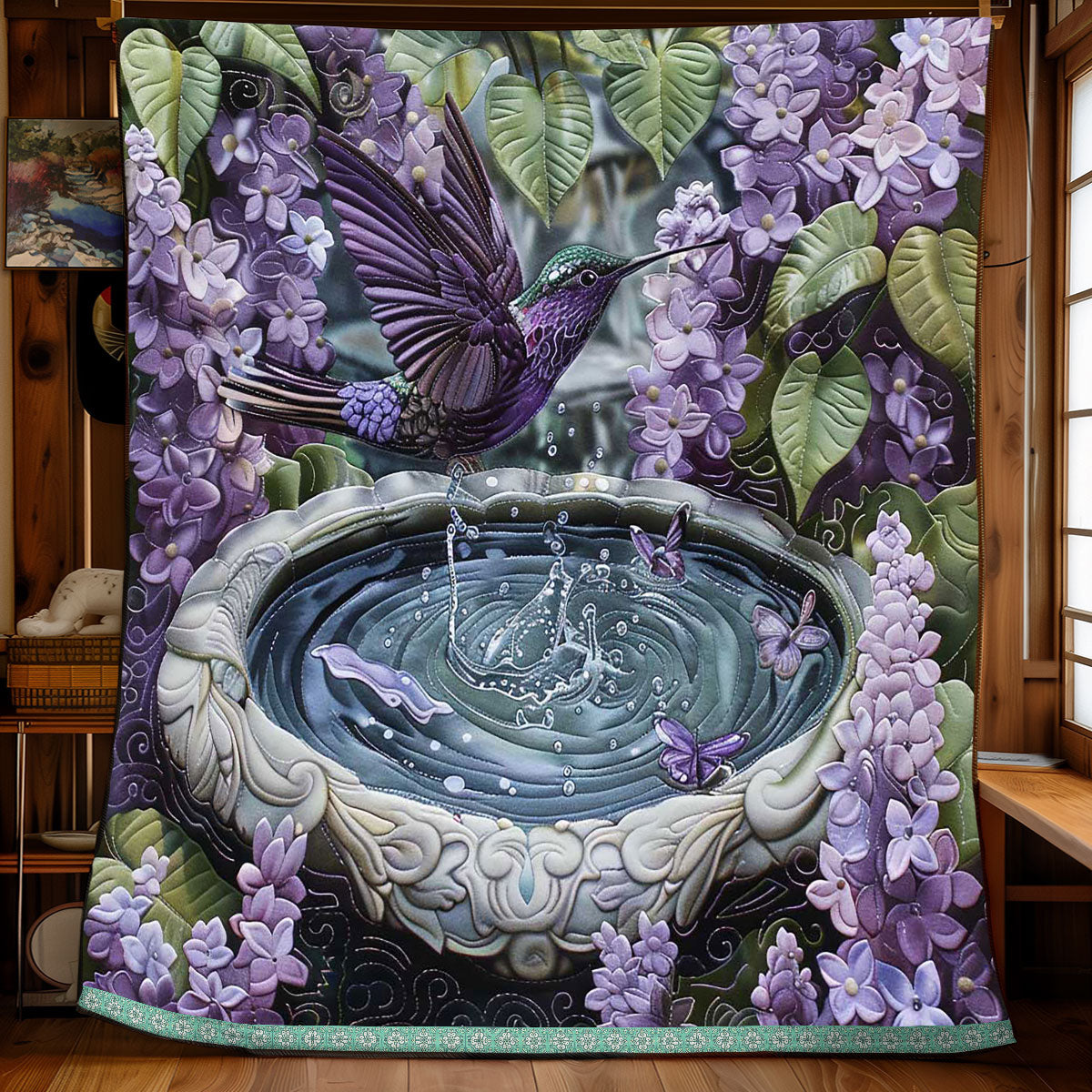 Fountain Violet Hummingbird WP0909011CL Quilt
