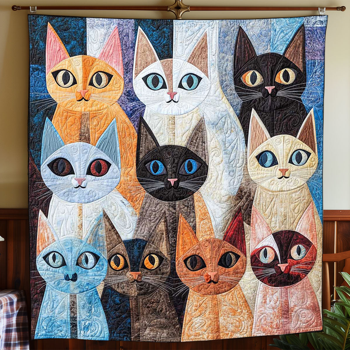 Funny Siamese Cat Collection WP0108051CL Quilt