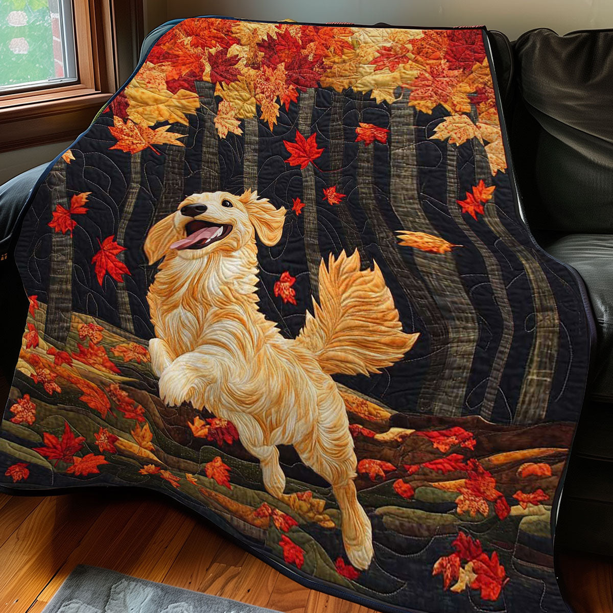 Golden Retriever Autumn WP0208017CL Quilt