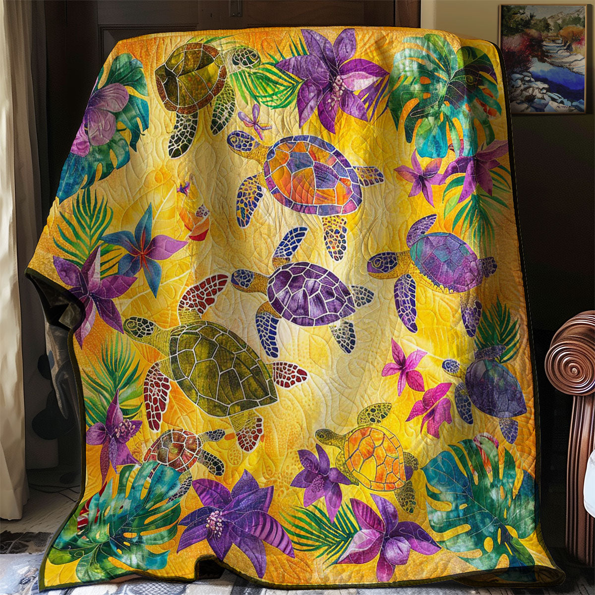 Hibicus Flowers Turtle WP3007032CL Quilt