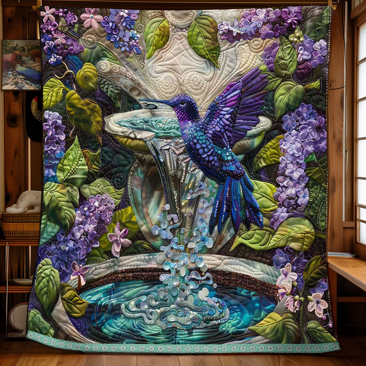 Magical Hummingbird Fountain WP0909064CL Quilt