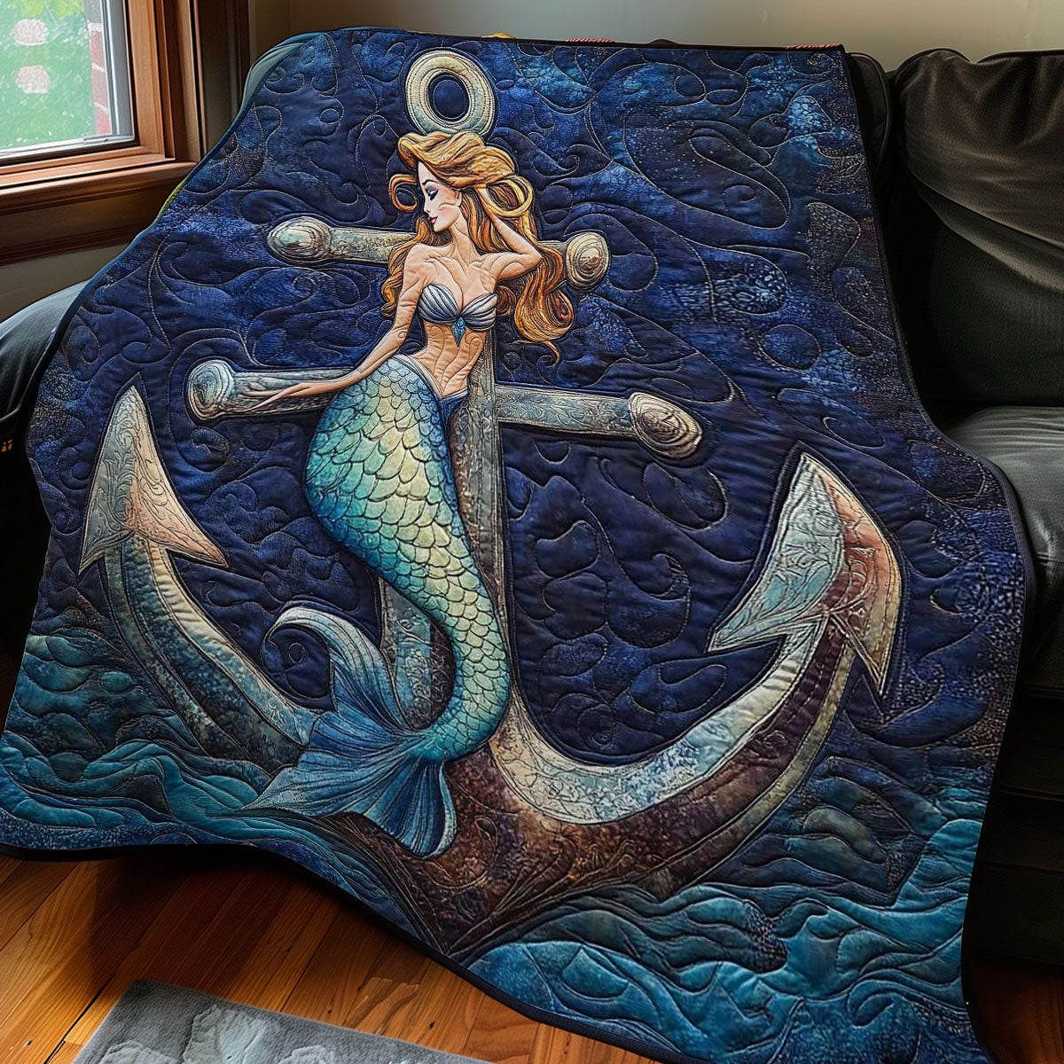 Mermaid Blue Anchor WP0108037CL Quilt