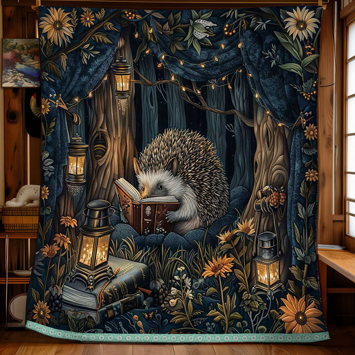 Reading Night Hedgehog WP0509038CL Quilt