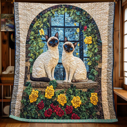 Couple Siamese Rose Vine WP1309025CL Quilt