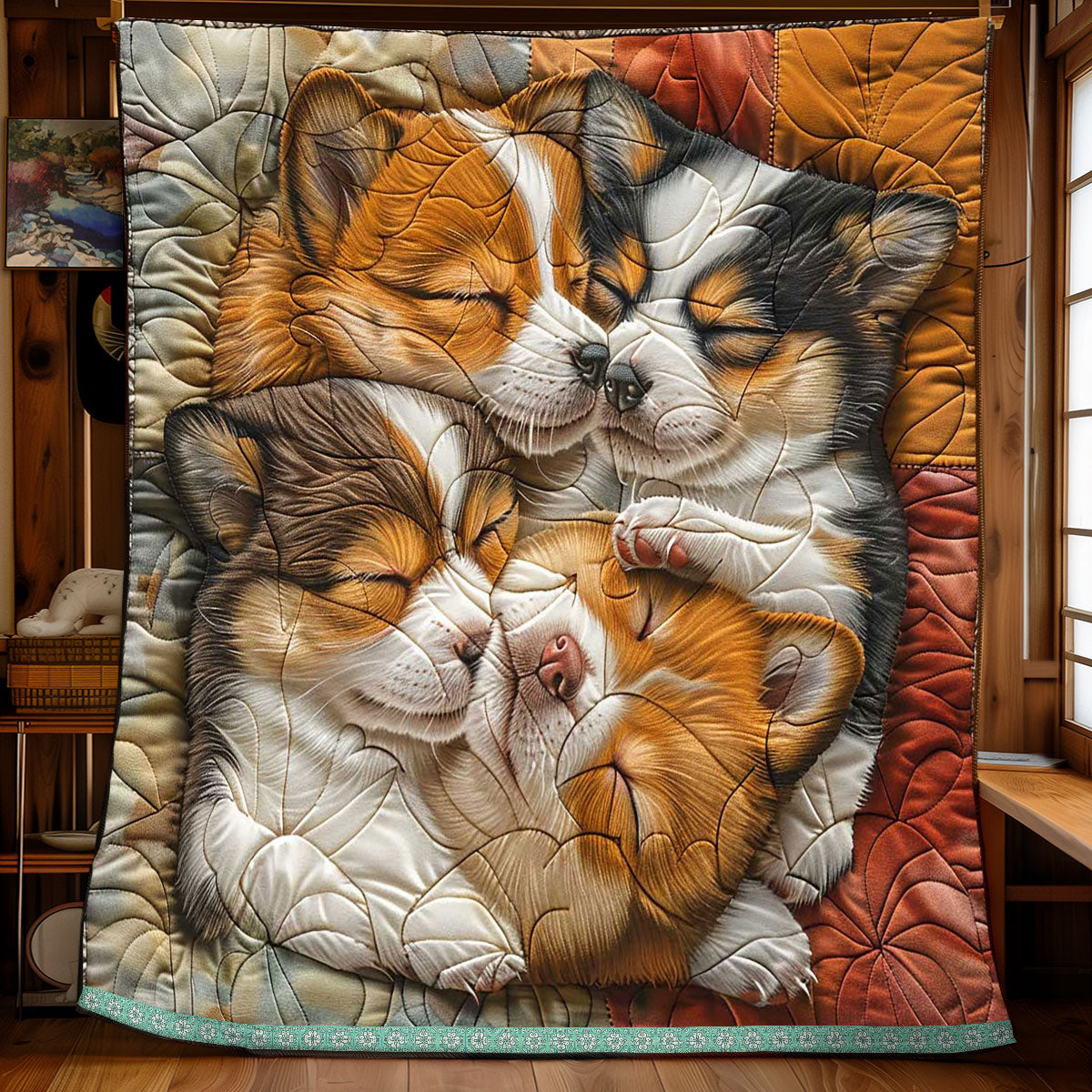 Sleeping Corgi Cozy WP0409043CL Quilt