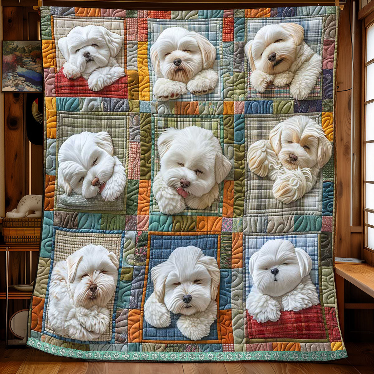 Snow Bichon Collection WP3008024CL Quilt
