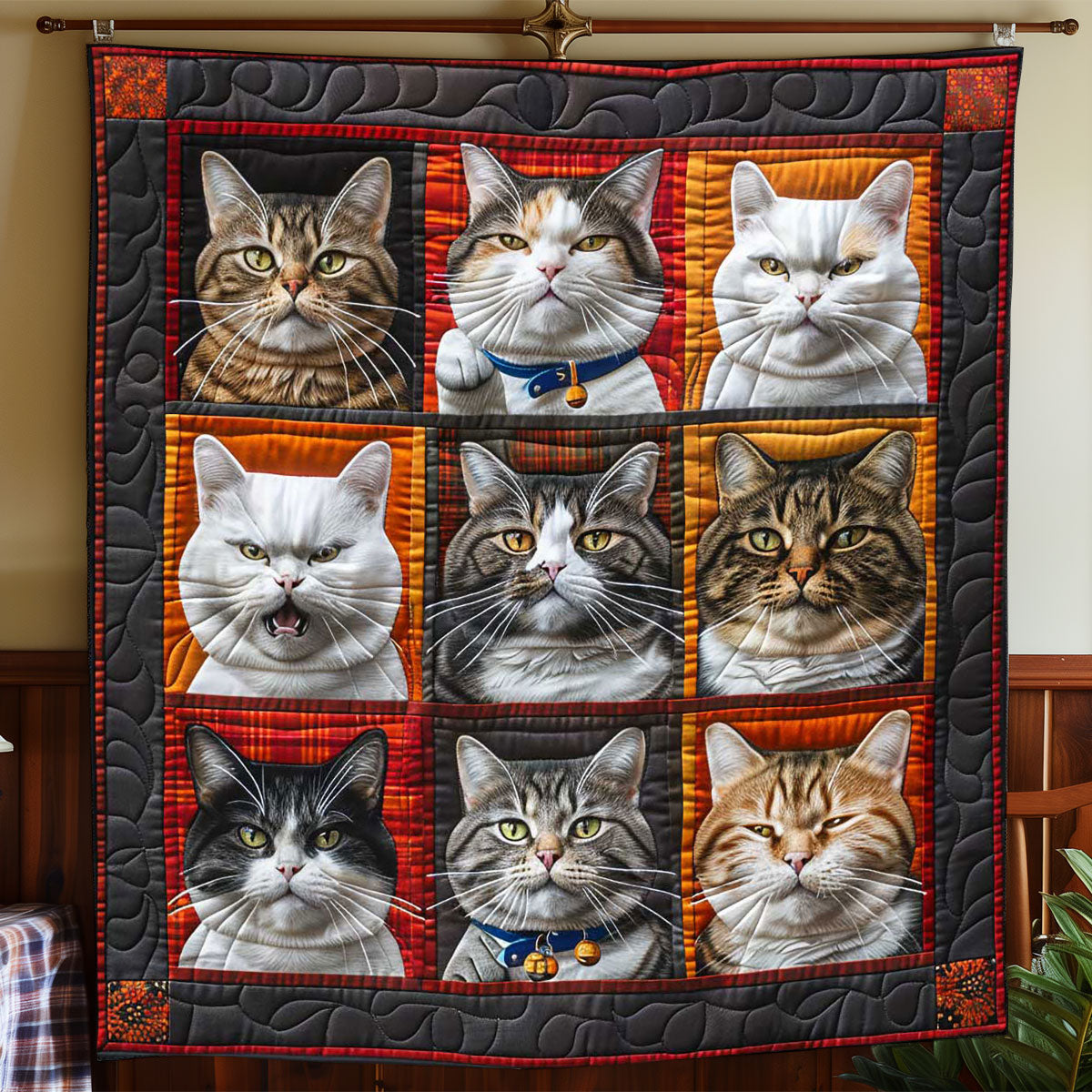 Surprised Cat Collection WP1408016CL Quilt