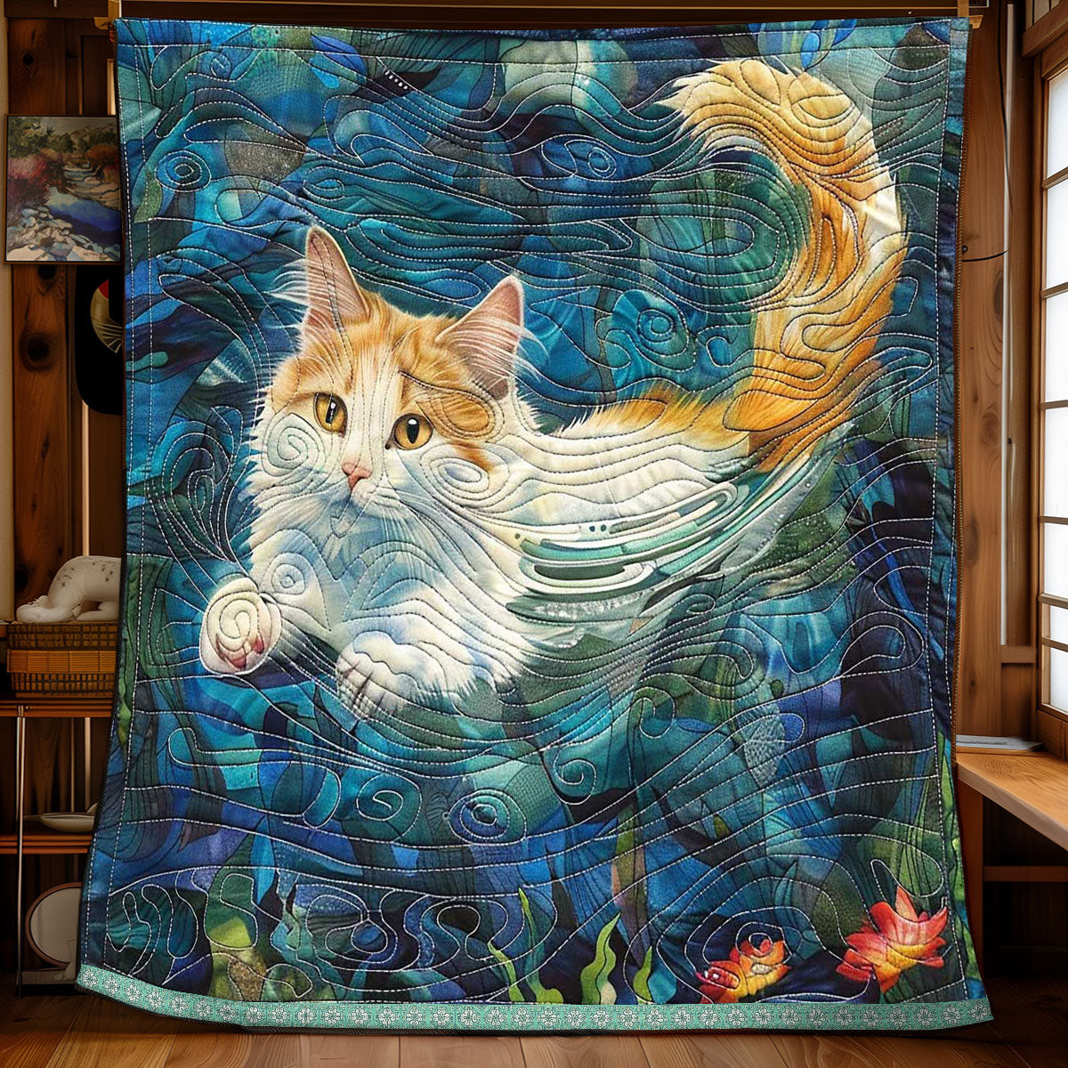 Swimming Lesson Cat WP0909049CL Quilt