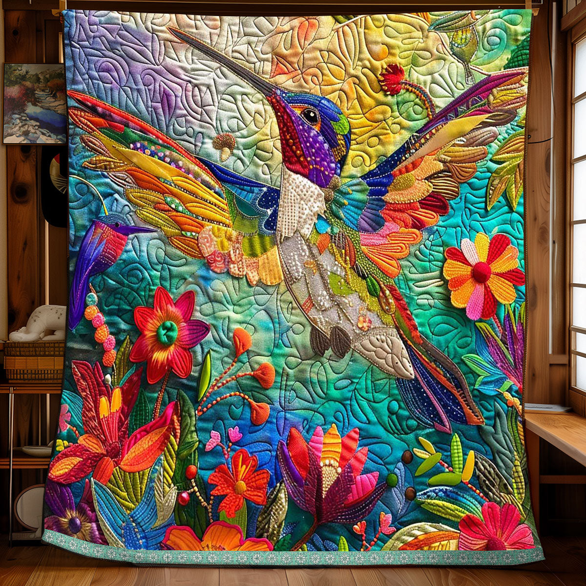 Tropical Vibrant Hummingbird WP0409053CL Quilt
