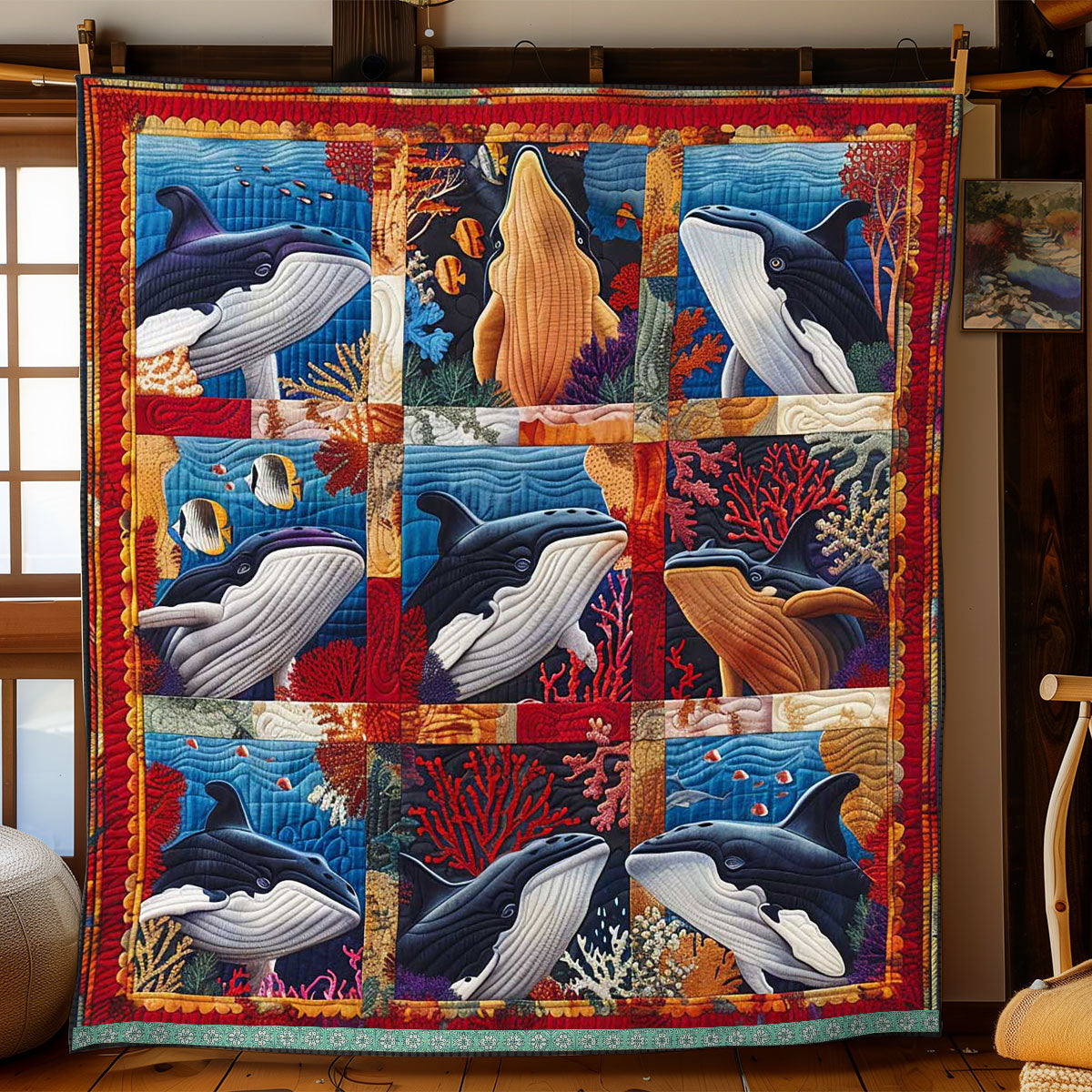 Abstract Whale WP3008031CL Quilt