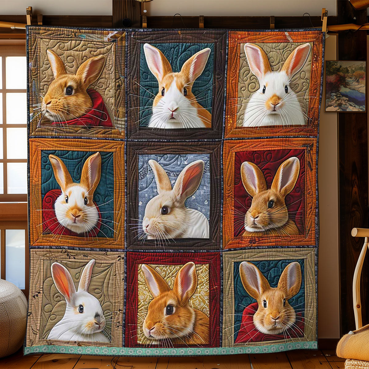 Adorable Bunny Portrait WP3008032CL Quilt