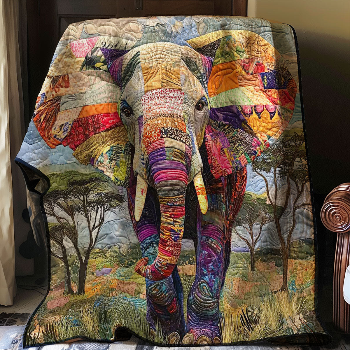 Big ear Elephant Patchwork WP0108039CL Quilt