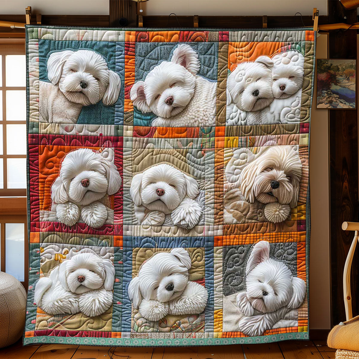 Bichon Sleeping WP3008034CL Quilt
