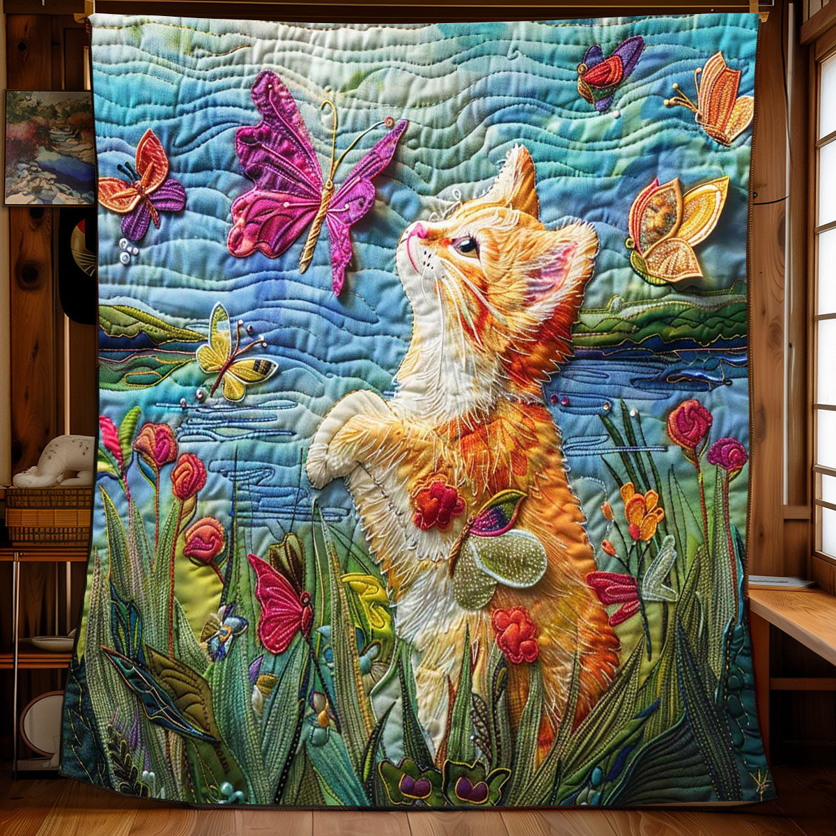 Cat Playing In Garden WP2108010CL Quilt