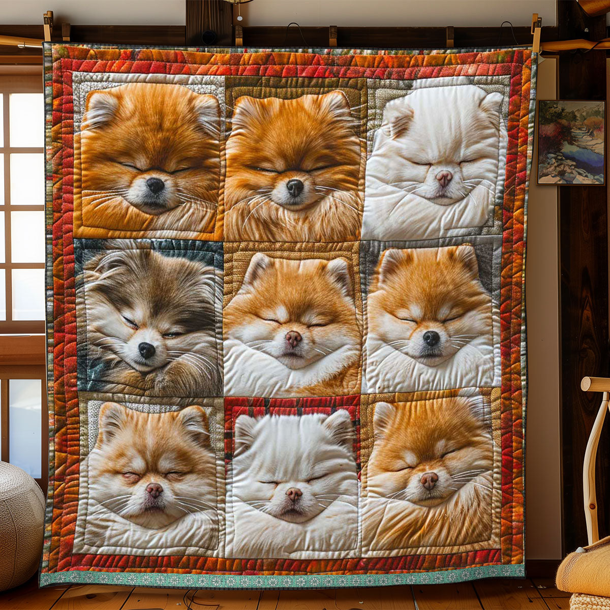 Chilling Pomeranian WP3008039CL Quilt
