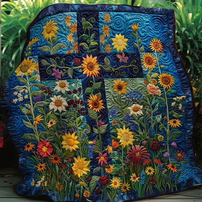 Christian Cross Sunflower WP3007034CL Quilt