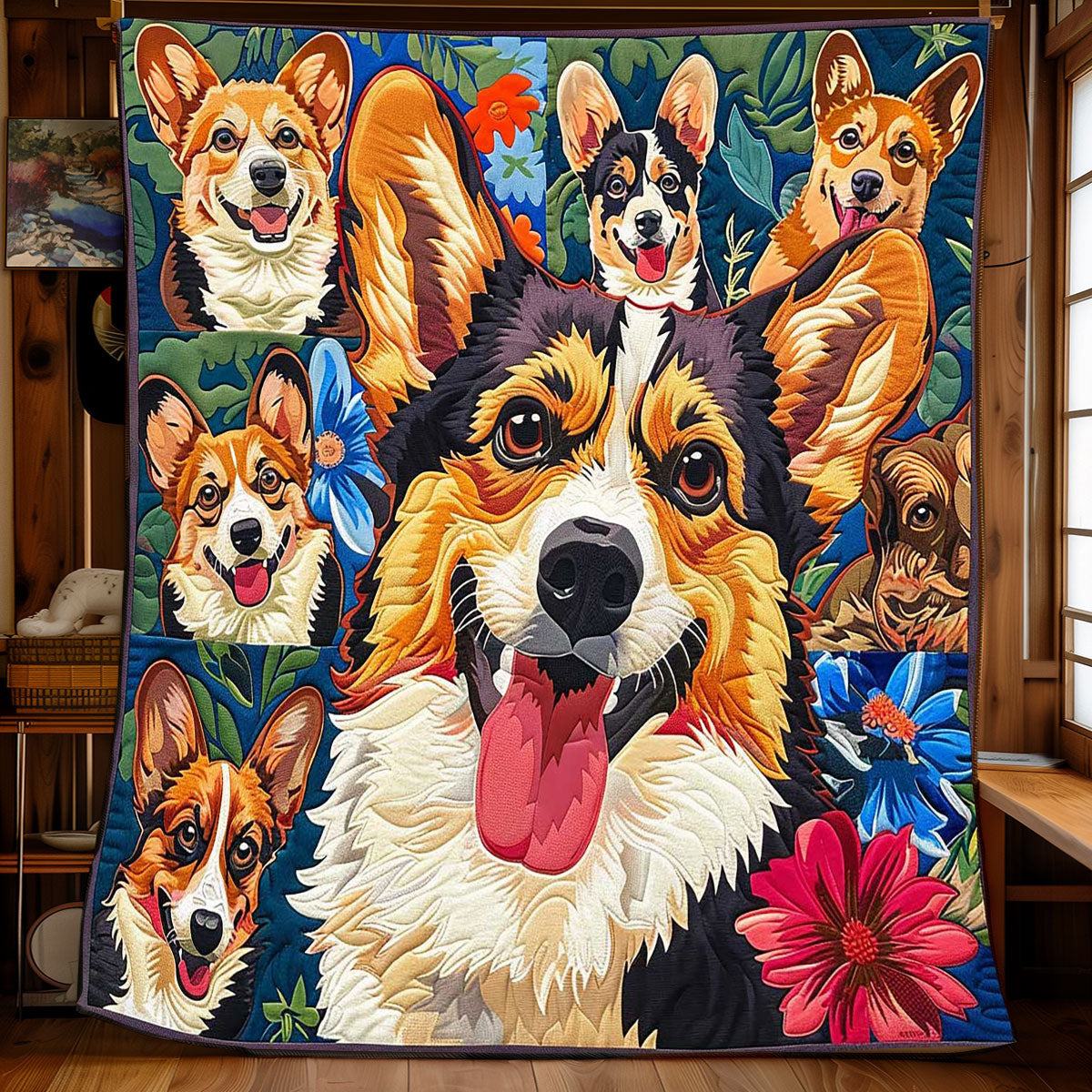 Colorful Corgi Collection WP2008010CL Quilt
