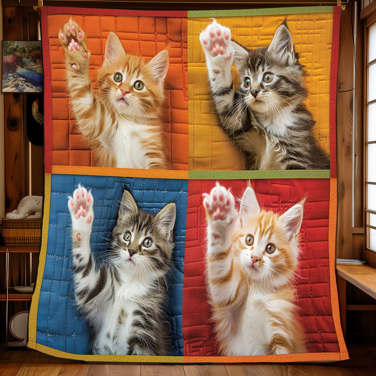 Colorful Kitten Paw WP1308053CL Quilt
