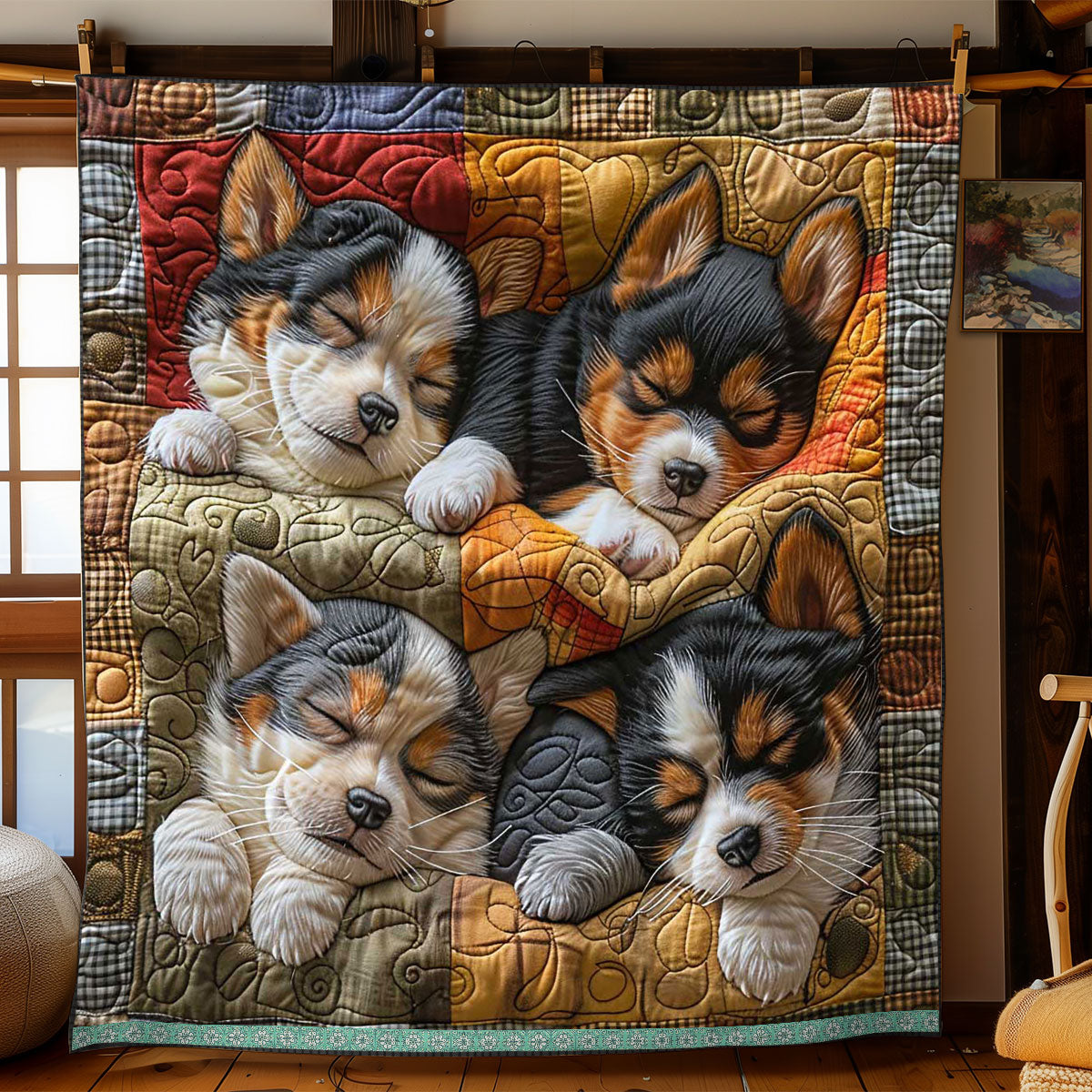 Corgi Family WP0409008CL Quilt