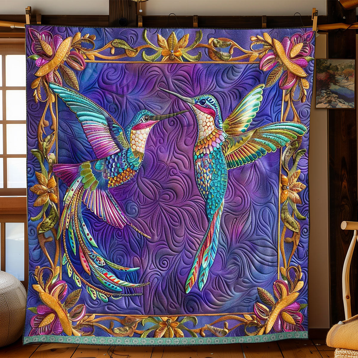 Couple Rainbow Hummingbird WP0409009CL Quilt