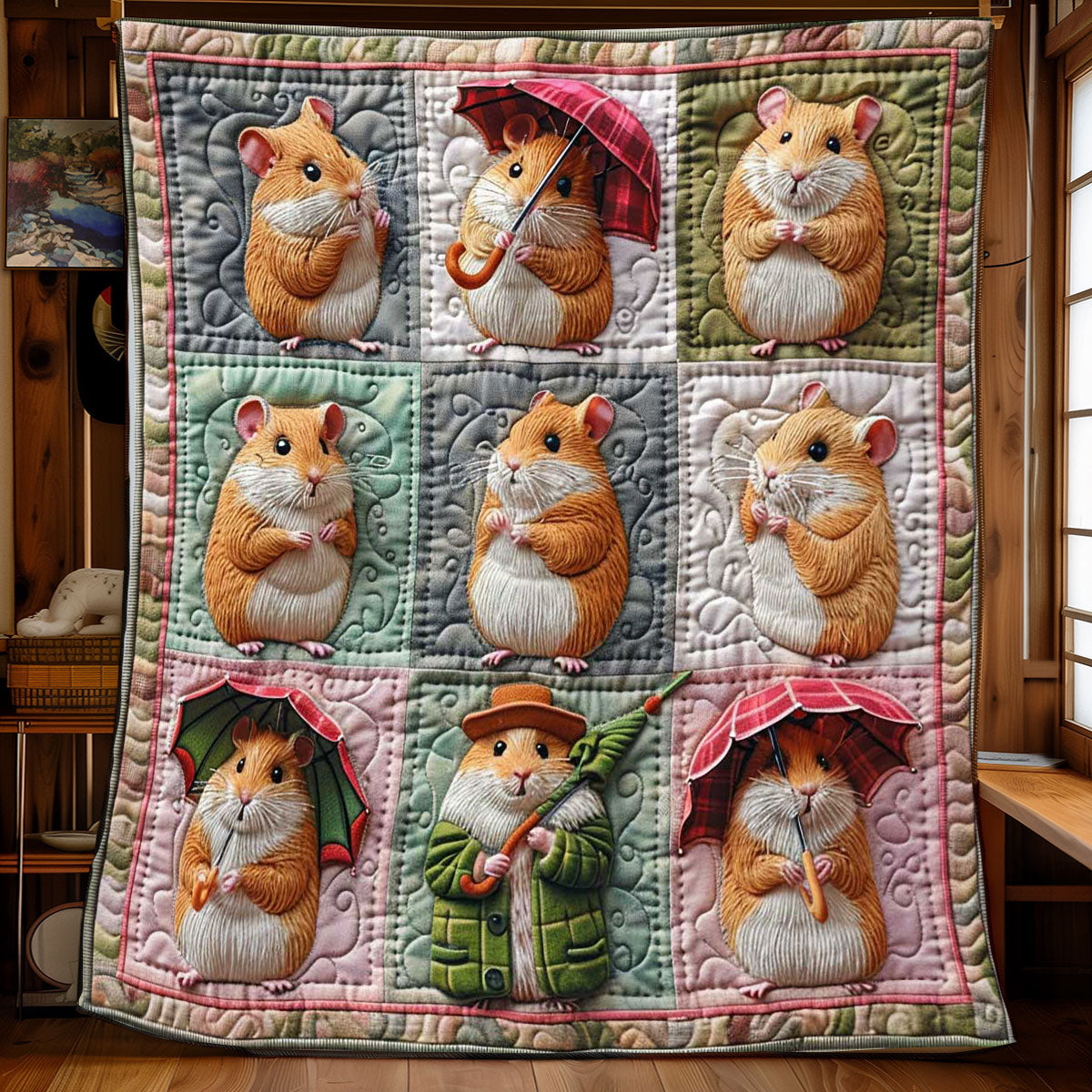 Cute Raining Hamster WP2008014CL Quilt