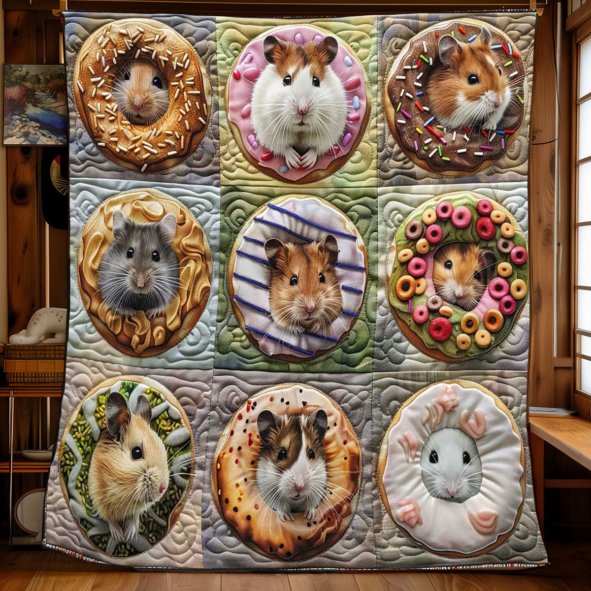 Donut Pillow Hamsters WP2008017CL Quilt