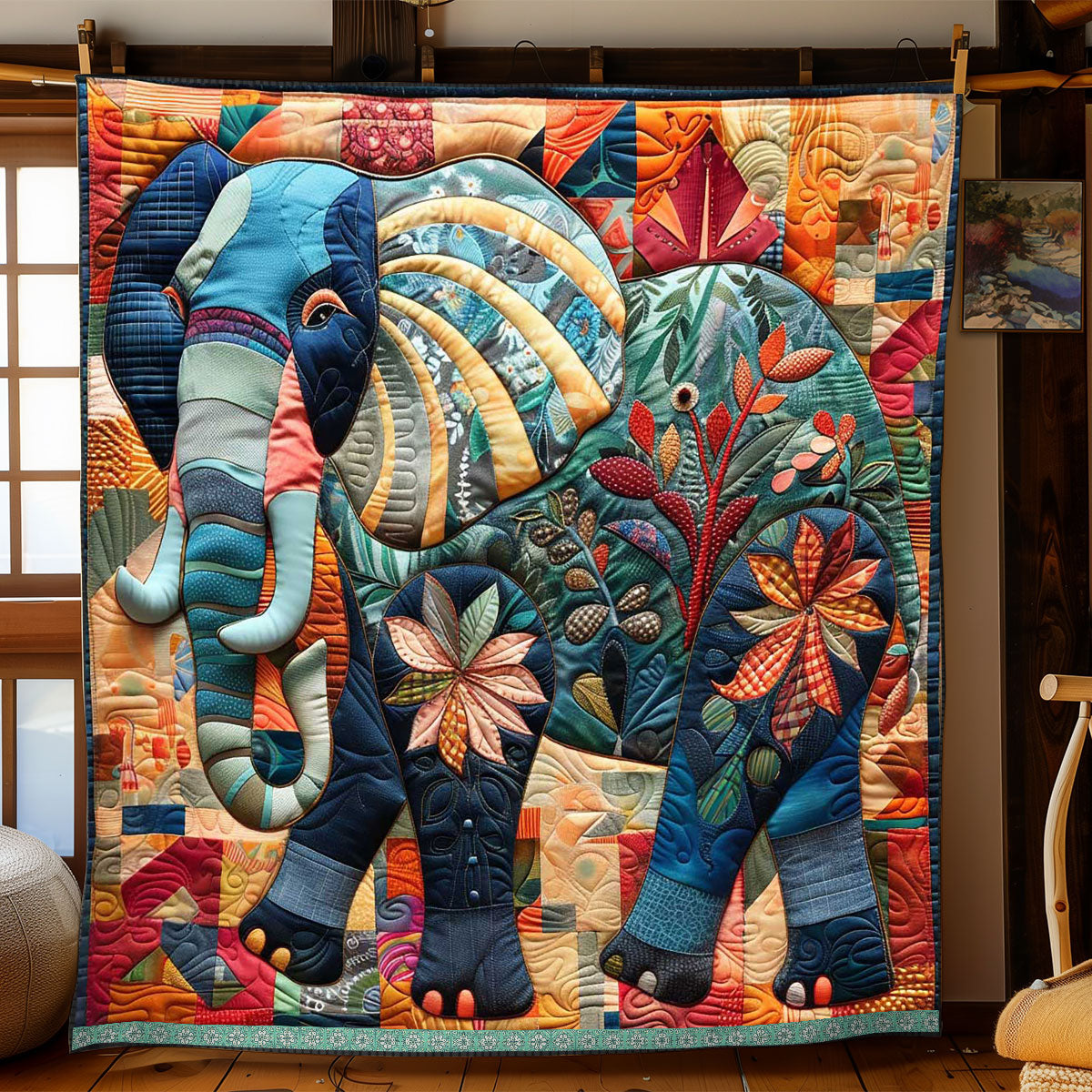 Festival Elephant WP2208011CL Quilt