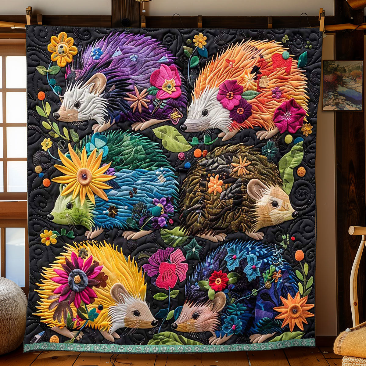 Floral Hedgehog WP0509017CL Quilt