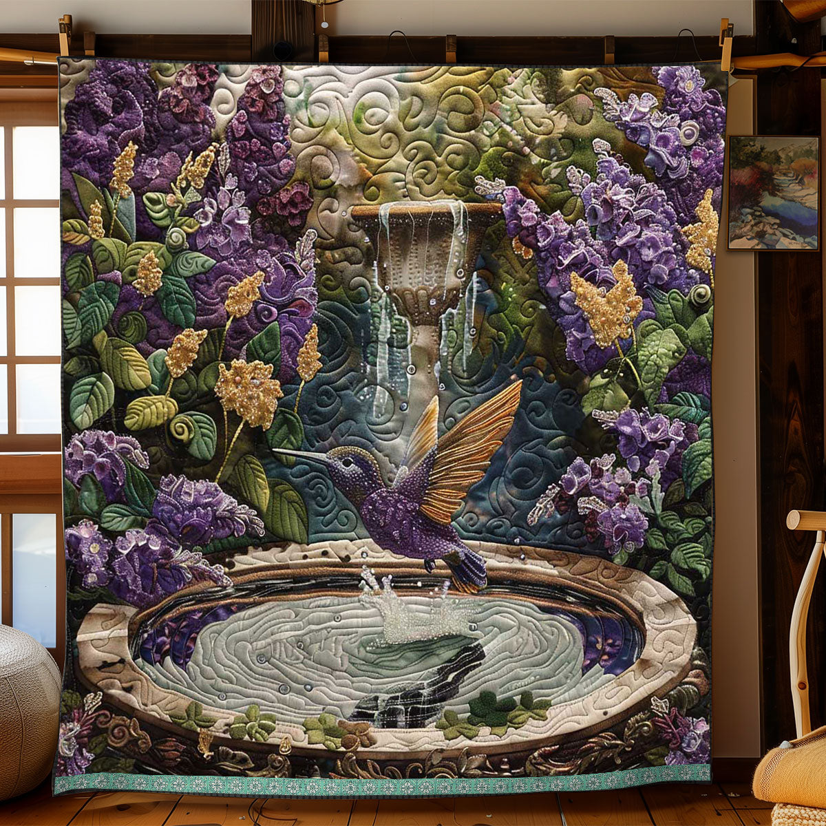 Fountain Hummingbird WP0909010CL Quilt
