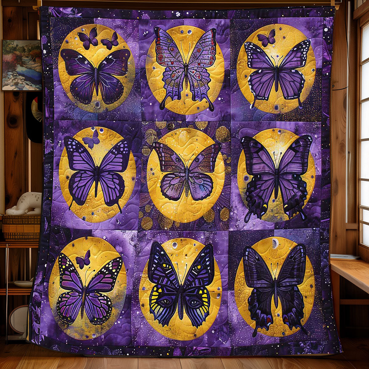 Full Moon Purple Butterfly WP2008024CL Quilt