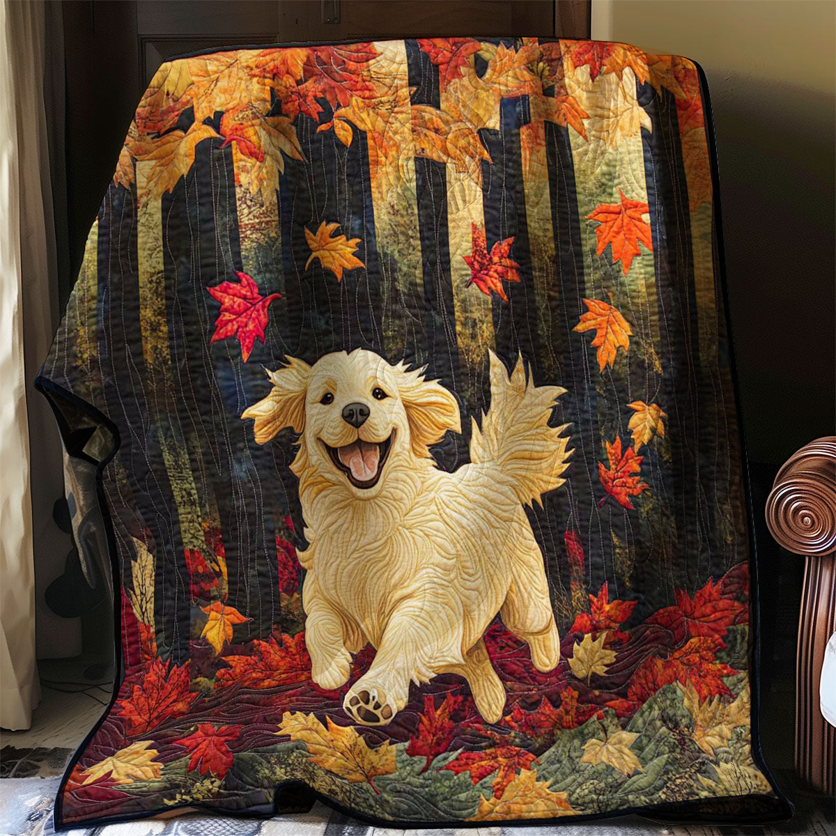 Golden Retriever Maple Forest WP0208019CL Quilt