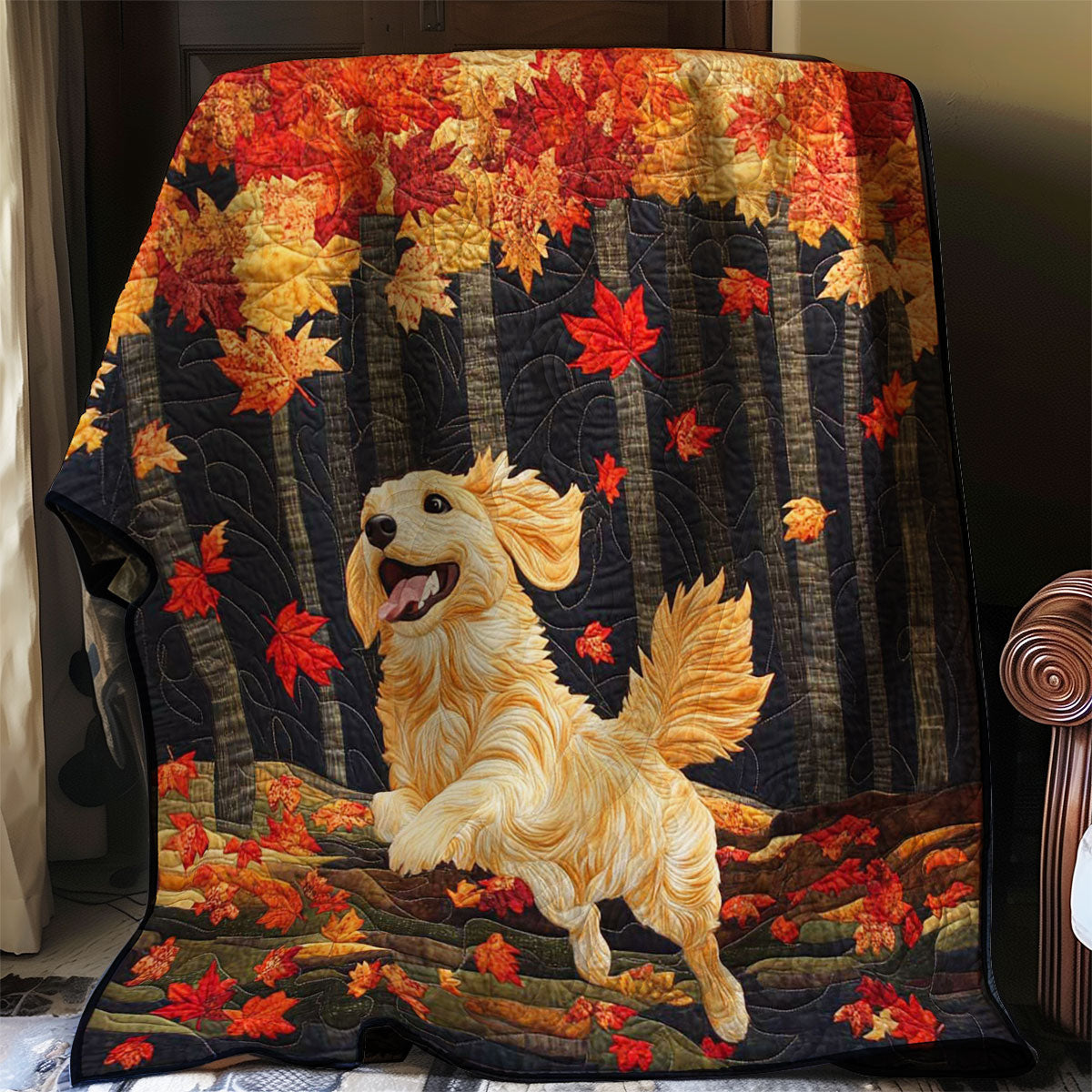 Golden Retriever Autumn WP0208017CL Quilt