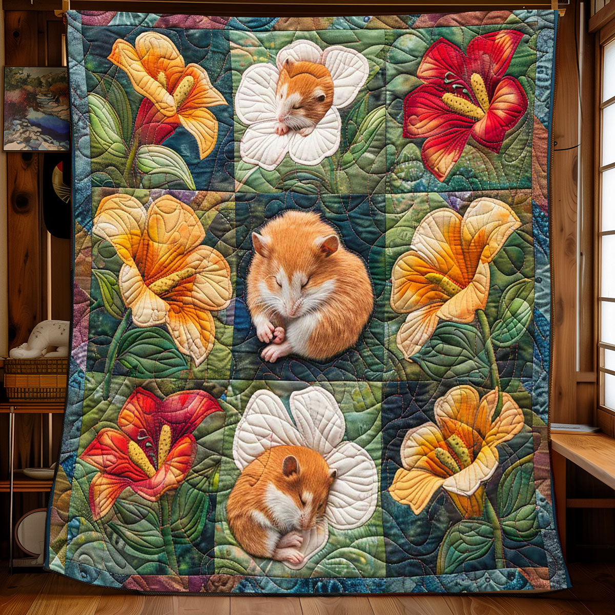 Hamster Sleep In Flowers WP2008029CL Quilt