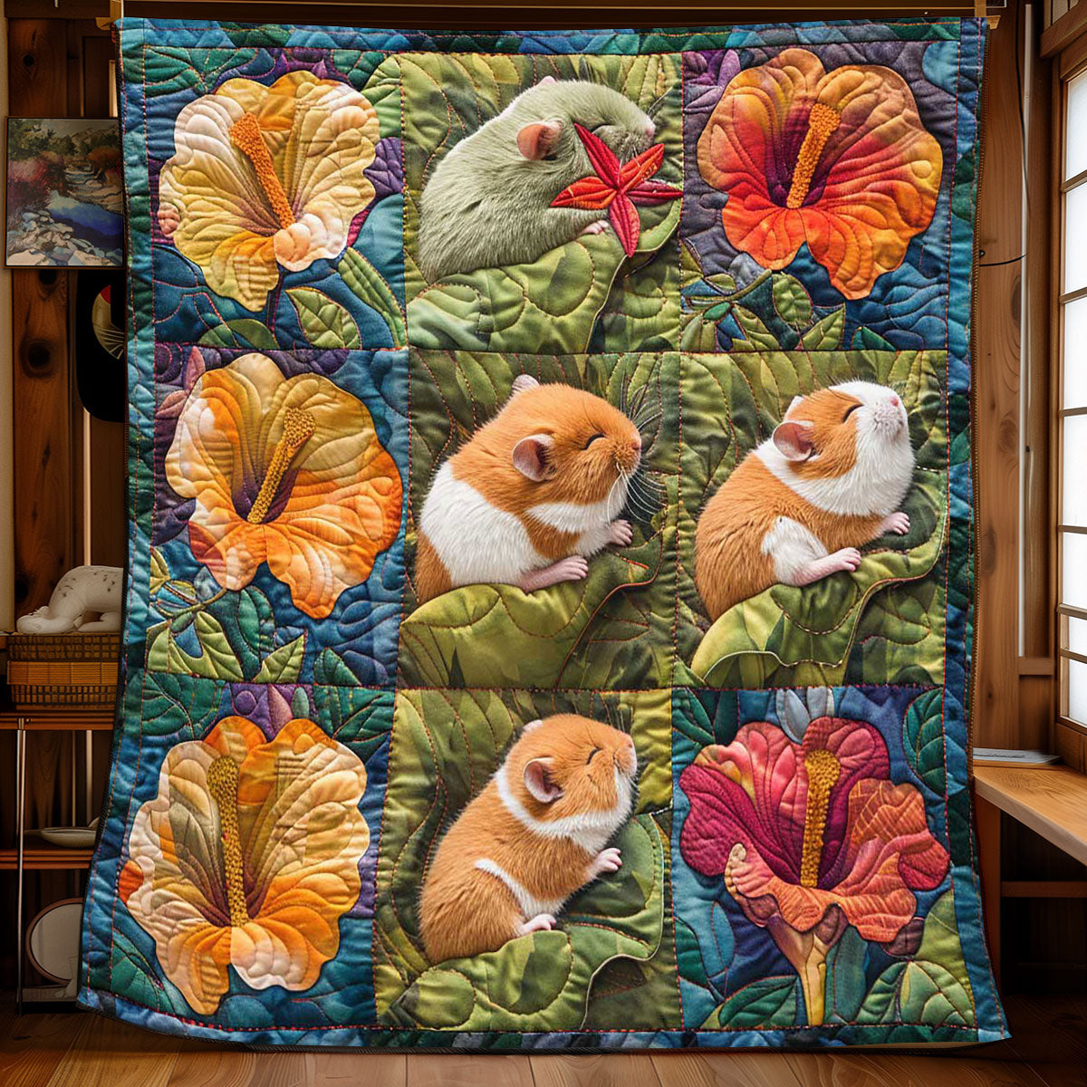Hamster's Flower House WP2008030CL Quilt
