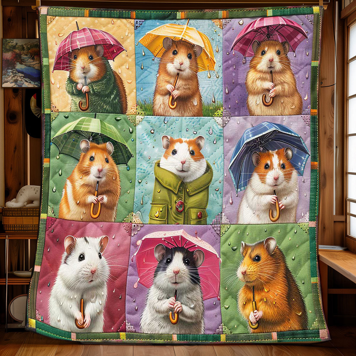 Little Hamster Rain WP2008035CL Quilt