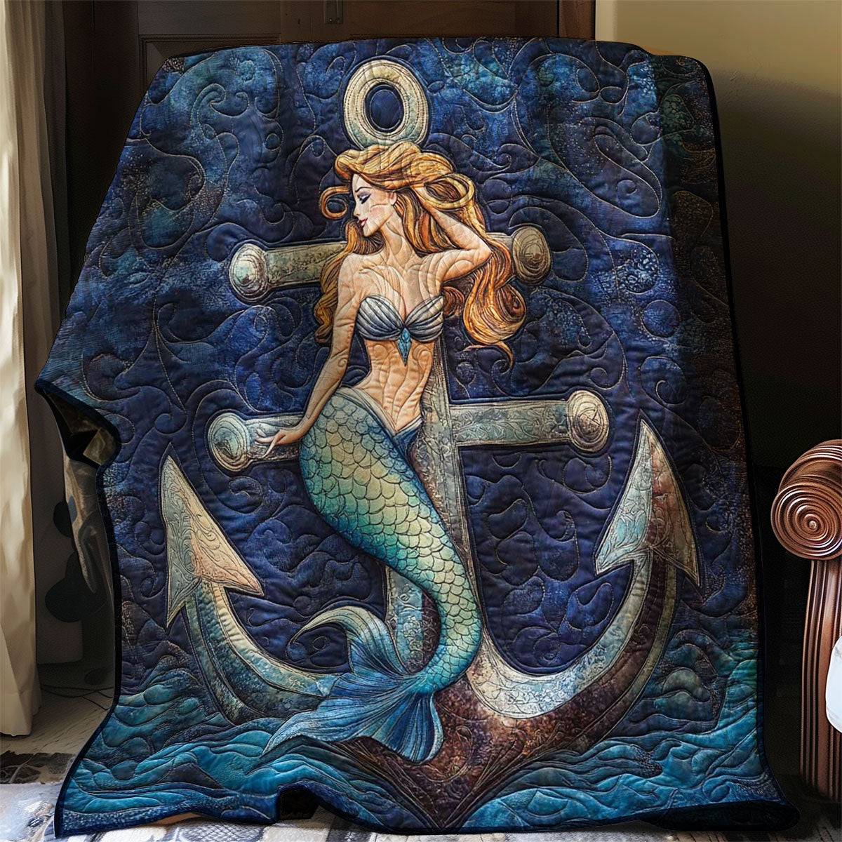 Mermaid Blue Anchor WP0108037CL Quilt