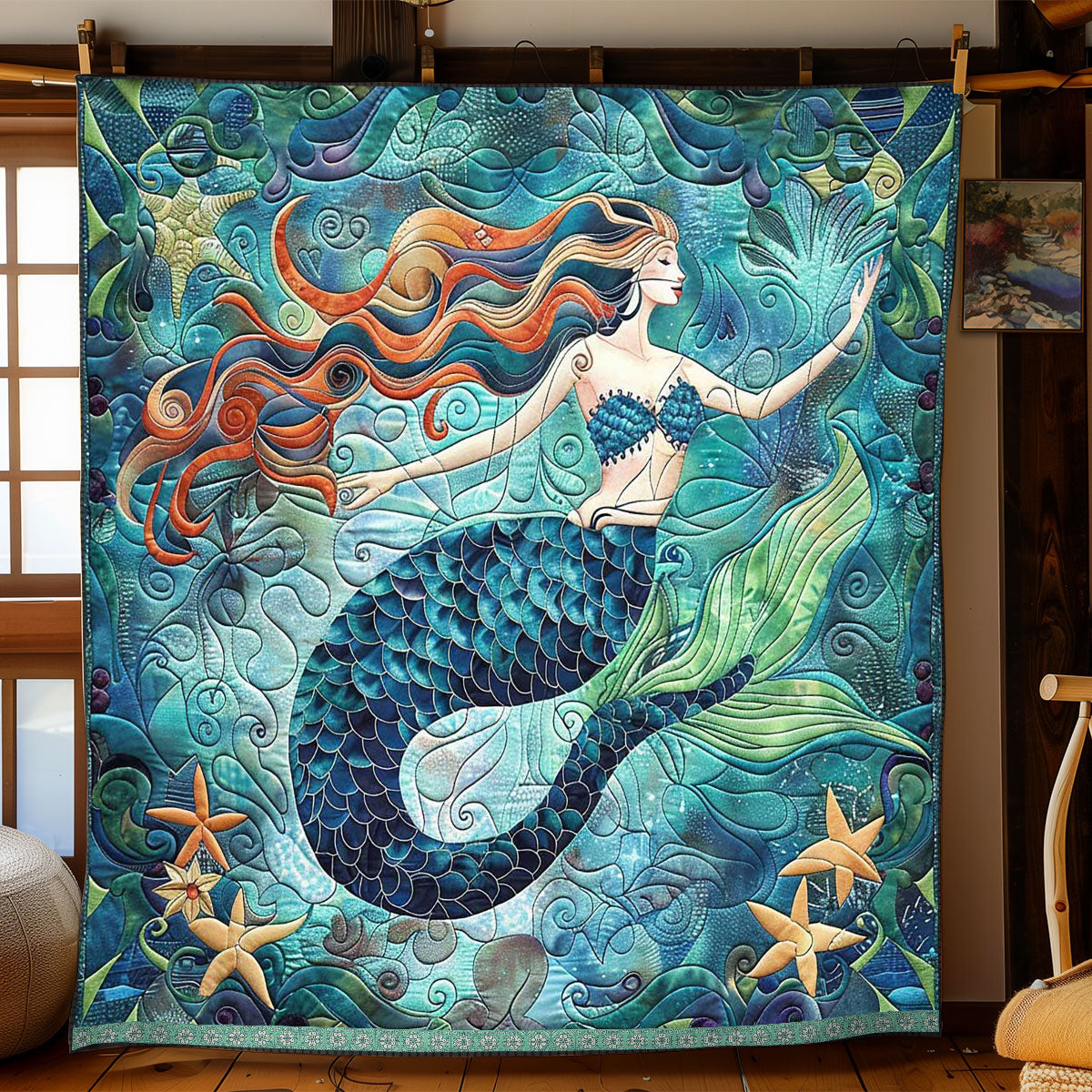 Mermaid Turquoise WP2208017CL Quilt