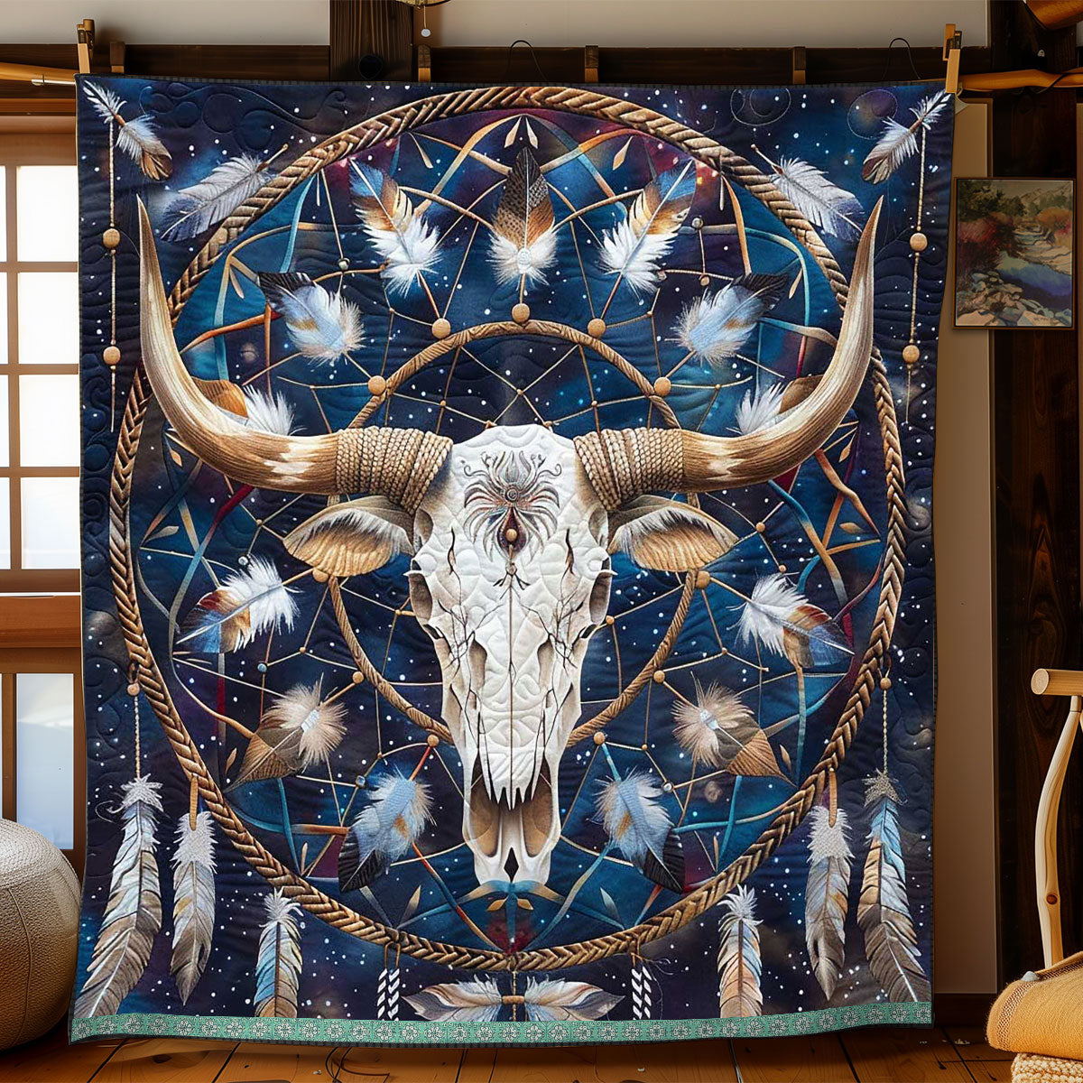 Native American Skull WP2208038CL Quilt