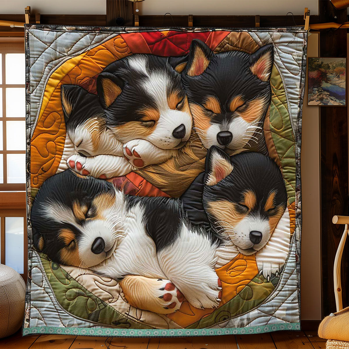 Nestling Sleeping Corgi WP0409033CL Quilt
