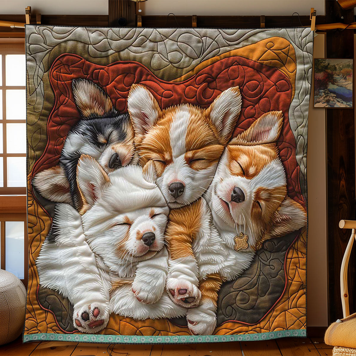 Puppy Corgi Heaven WP0409035CL Quilt