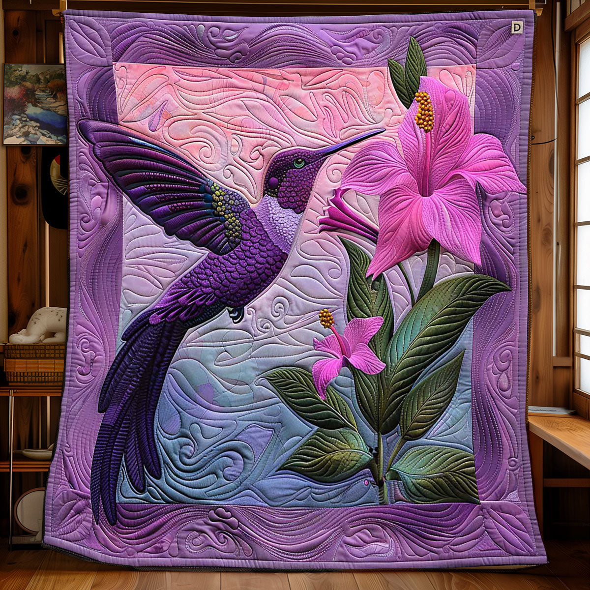 Purple Lily Hummingbird WP2008047CL Quilt