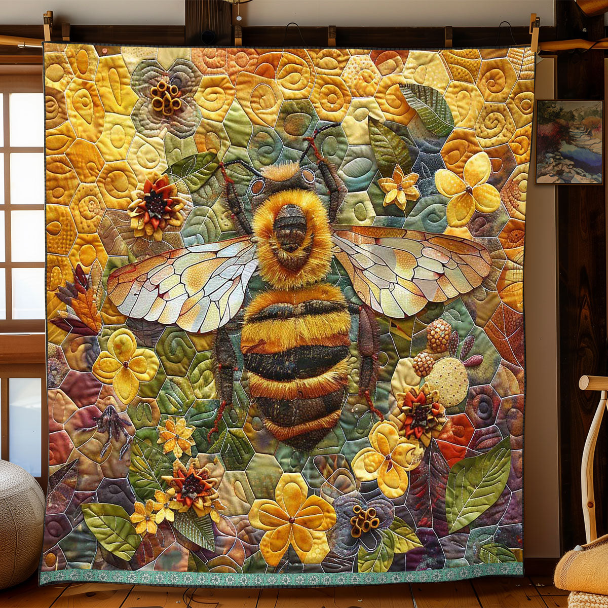 Queen Bee Hexagon WP1008015CL Quilt