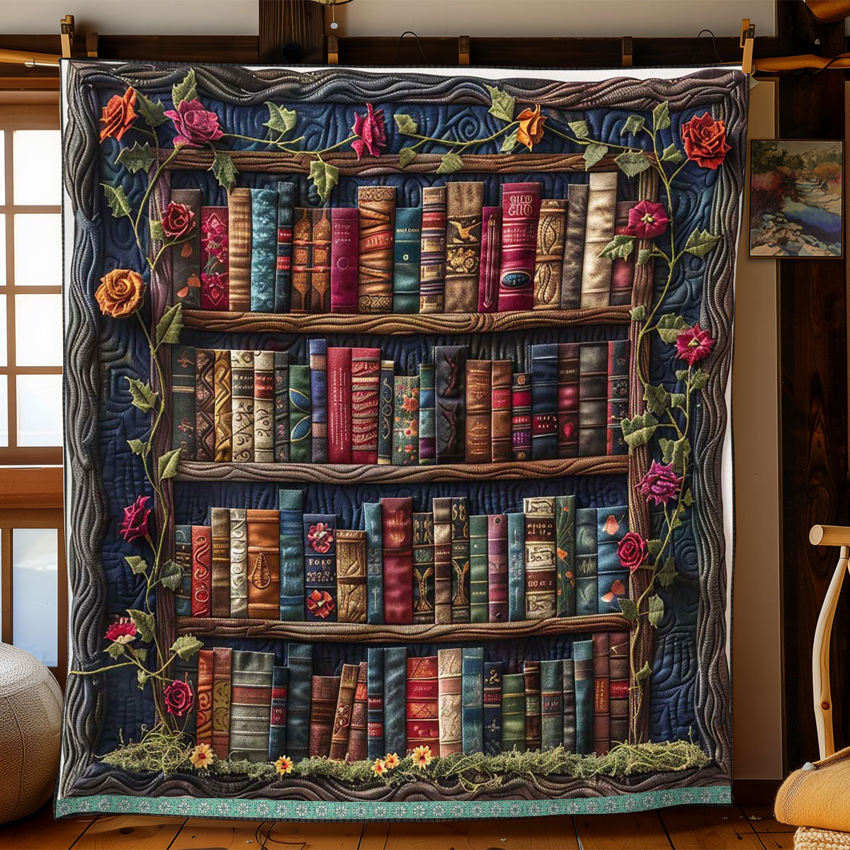 Rose Vine Bookshelf WP0509040CL Quilt