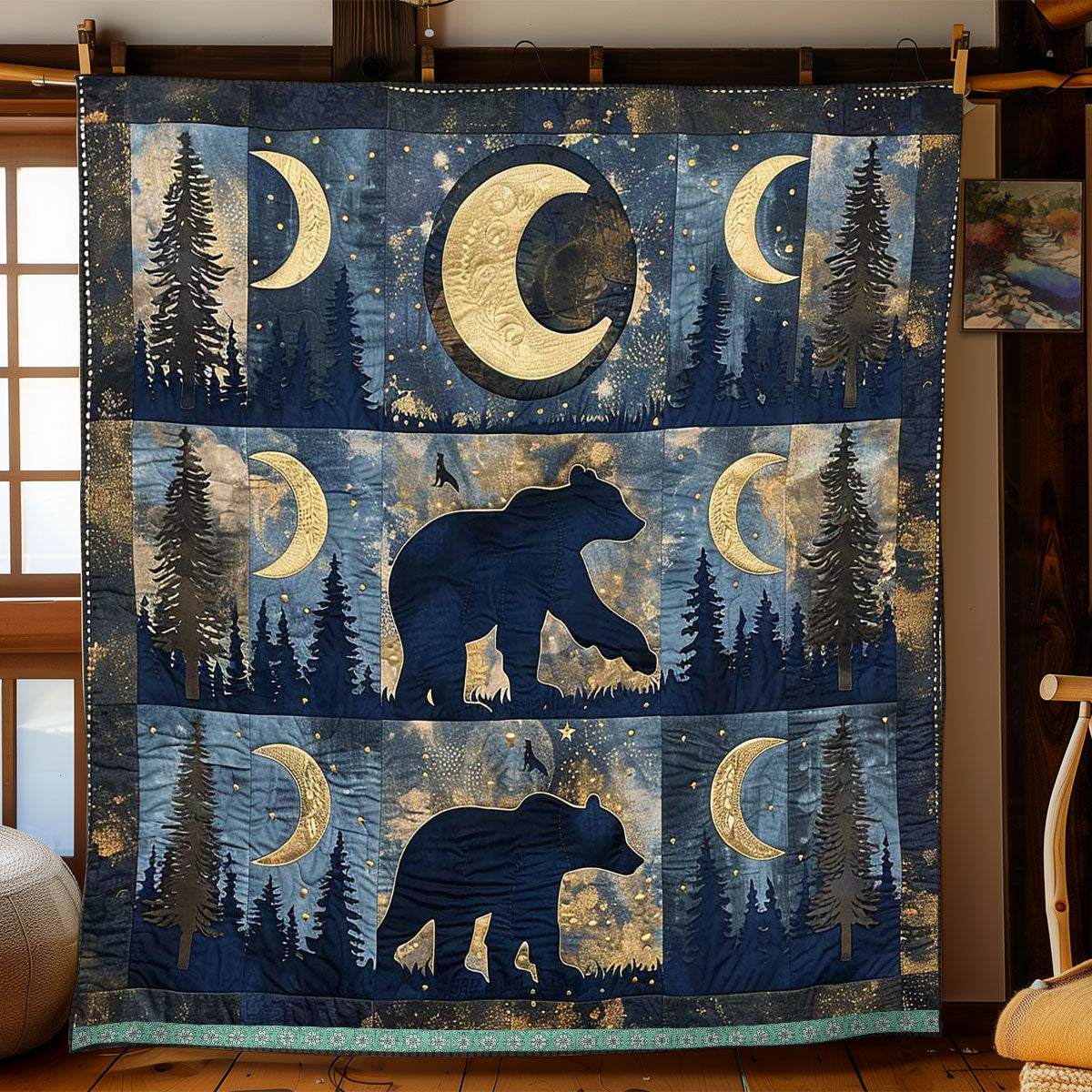 Silhouette Bear Crescent WP0509043CL Quilt