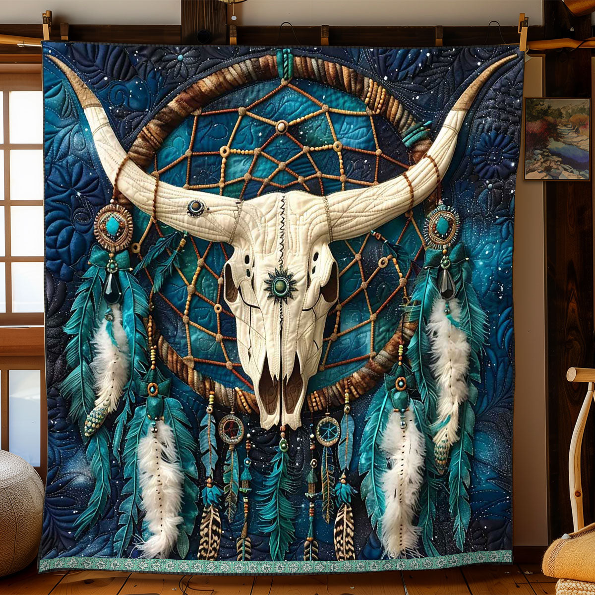 Skull Native American WP2208033CL Quilt