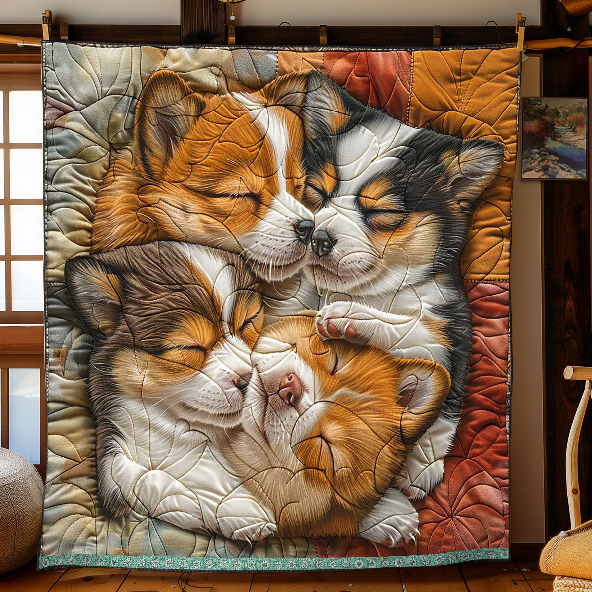 Sleeping Corgi Cozy WP0409043CL Quilt