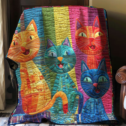 Three Whimsical Cat WP0208014CL Quilt